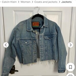 Calvin Klein Women's Light Blue Cropped Denim Jacket